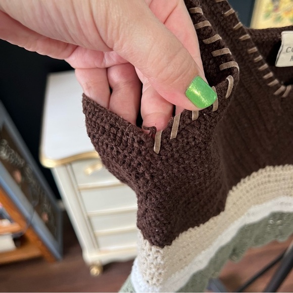 Copper Key Brown and Cream Crochet Tank Top Large - Picture 6 of 6